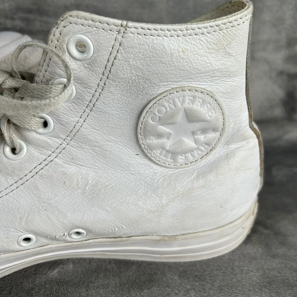 Converse Chuck Taylor All Star High Top White Leather Mens 9.5 Womens 11.5 1T406